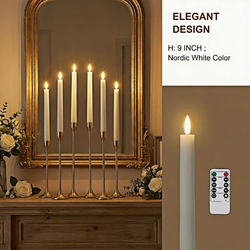 Simplelight White Flameless Taper Candles with Remote