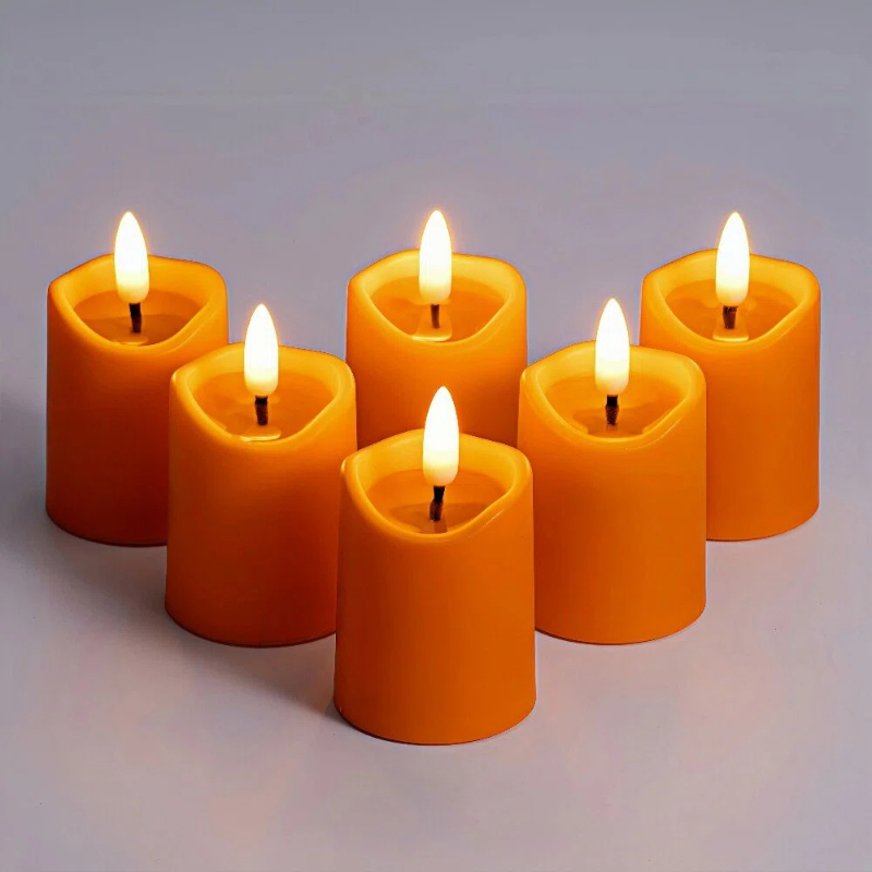 Simplelight Orange Flameless Votive Candles with Timer