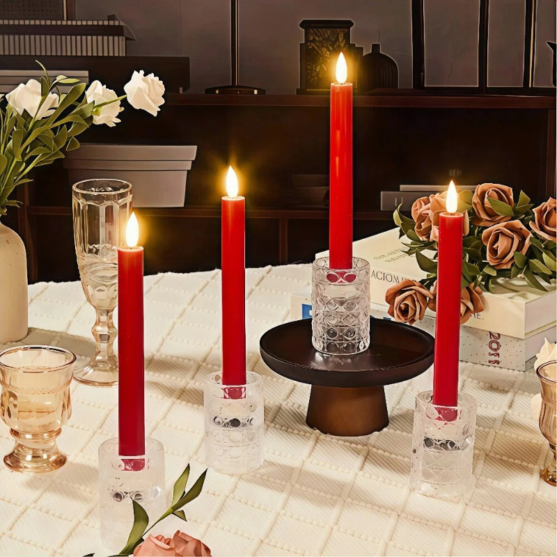 Simplelight Red Flameless Taper Candles with Timer