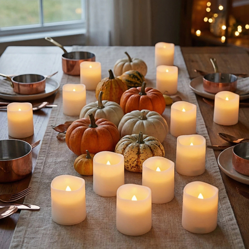 Simplelight Pack of 12 Votive Candles Battery Operated-Amber color