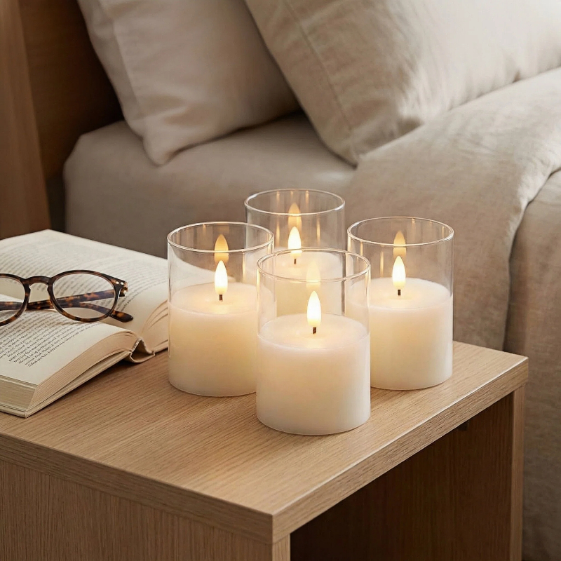 Simplelight LED Wax candles with clear cup - Pack of 4