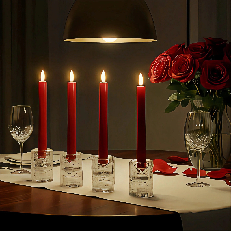 Simplelight Red Flameless Taper Candles with Timer