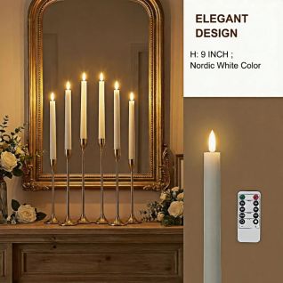 Simplelight White Flameless Taper Candles with Remote