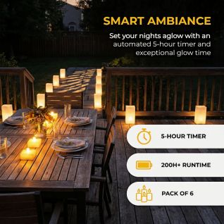 Simplelight Pack of 6 LED candles Battery Operated for Luminaria Bags