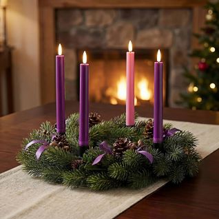 Simplelight Advent Candles, Purple & Pink Flameless Taper Candles with Remote, Timer